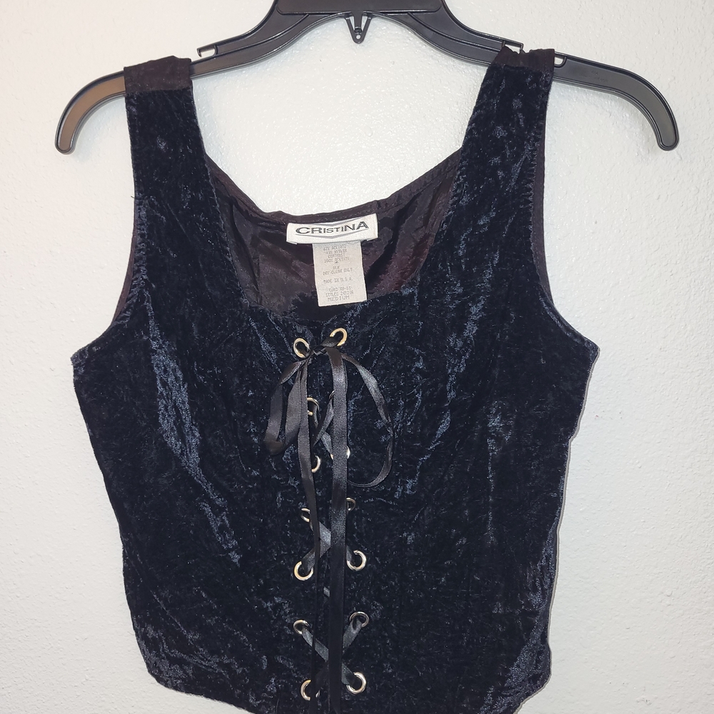 Cristina Black Velvet Lace-Up Corset Back Panel Detailing- Red Shift.